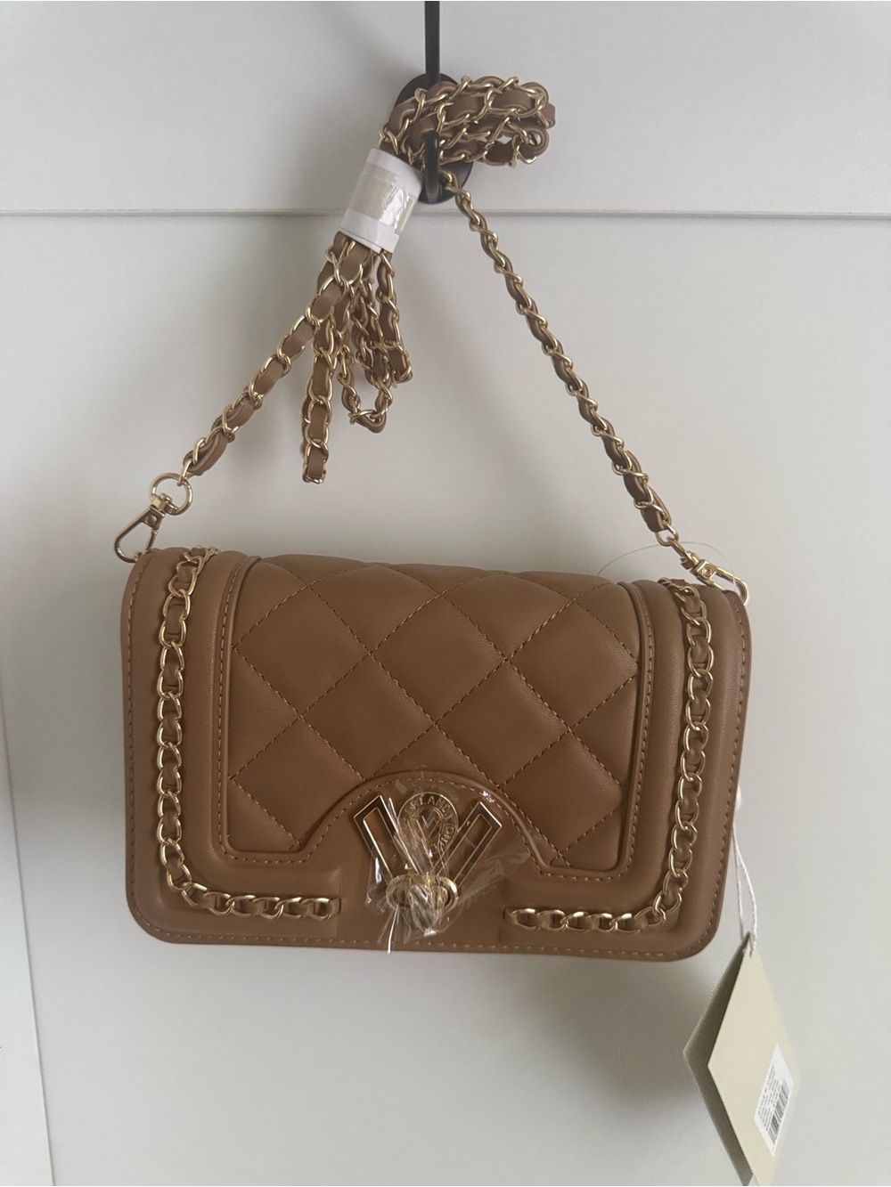 New with tag- Valentino Orlandi V-3004 Taupe Quilted Crossbody Bag NWT